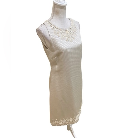 NWT Ann Taylor sleeveless beaded metallic wool/silk dress above the knee size 6 - Picture 3 of 13